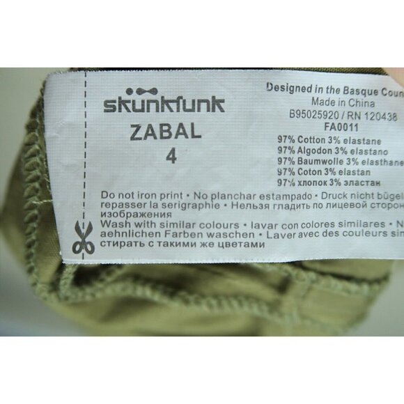 Skunkfunk Sheath Dress Asymmetrical Olive Green Organic Cotton Womens Size 4 - Picture 9 of 10